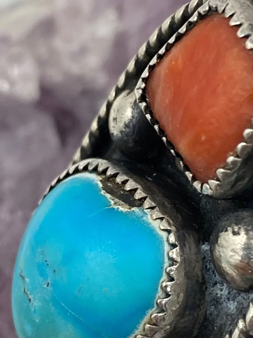 Vintage Sterling Silver Navajo Turquoise and Cora…
